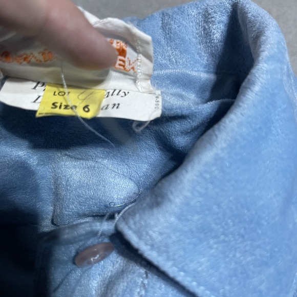 Vintage David Warren Dress Womens 6 Long Sleeve Powder‎ Blue Velvet Modest 70s - Picture 5 of 7